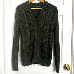 French Connection Olive Cable Knit Cardigan